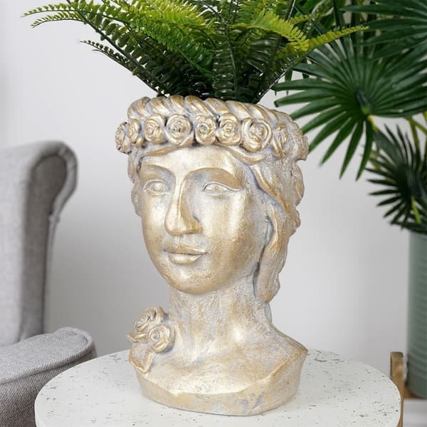 Gresk Head blomsterpotte i gullsement for unik innredning