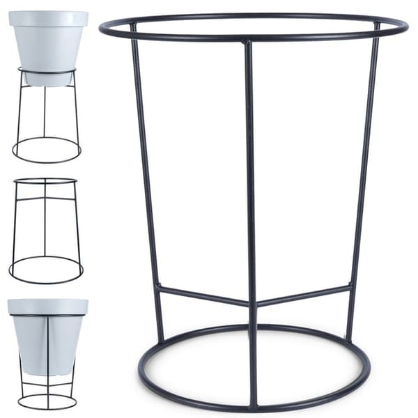 Sort stål blomsterstativ til krukker, justerbar diameter