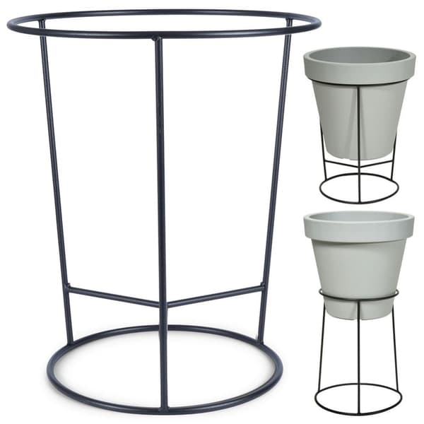 Blomsterstativ i sort stål for krukker, justerbar diameter