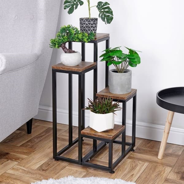 Blomsteroppsats i metall med fire nivåer for planter og dekorasjon