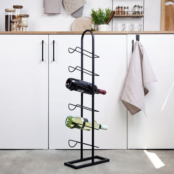 Vinreol til 6 flasker i sort metal og LOFT stil