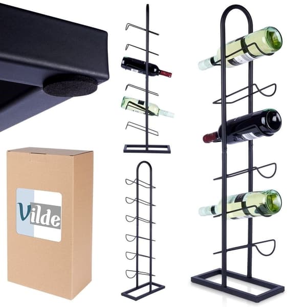 Vinreol til 6 flasker i sort metal og LOFT stil