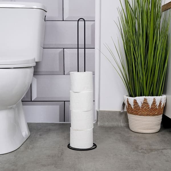 Stilfuld sort toiletpapirholder i metal