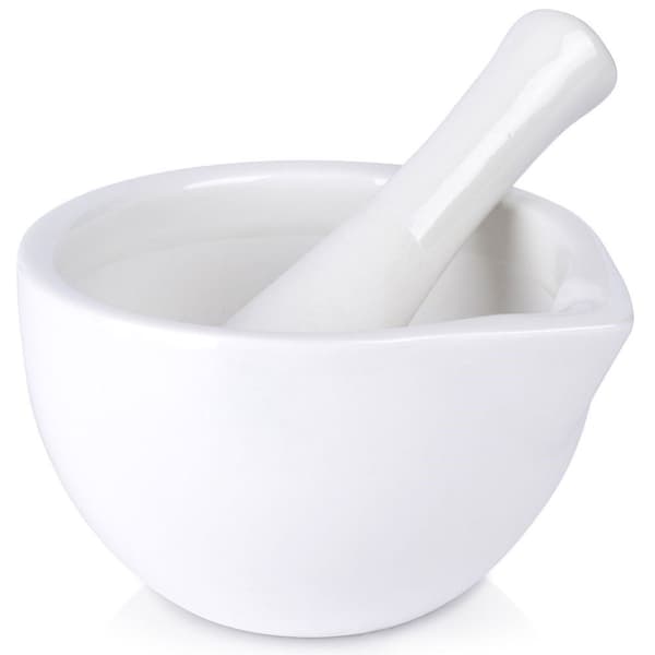 Porcelänsmortel för kryddor, örter och nötter, perfekt för pesto