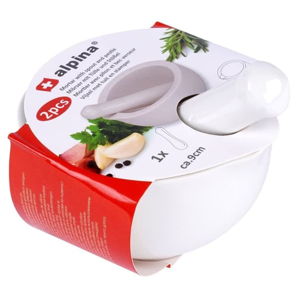 Porcelænsmørtel til krydderier, krydderurter og nødder - perfekt til pesto.
