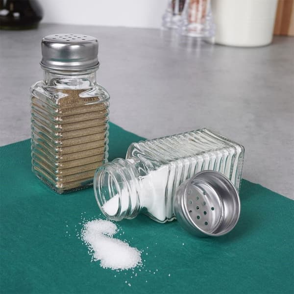 Elegant serveringsset för salt & peppar i glas & metall