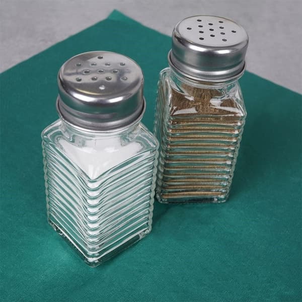 Elegant serveringsset för salt & peppar i glas & metall