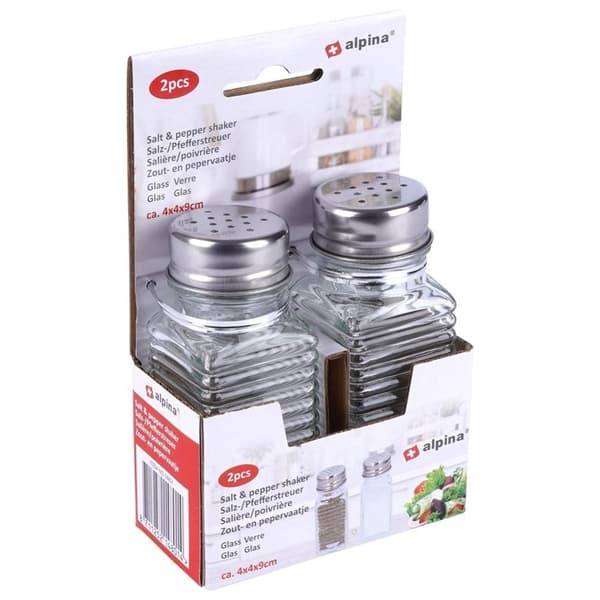 Elegant serveringsset för salt & peppar i glas & metall