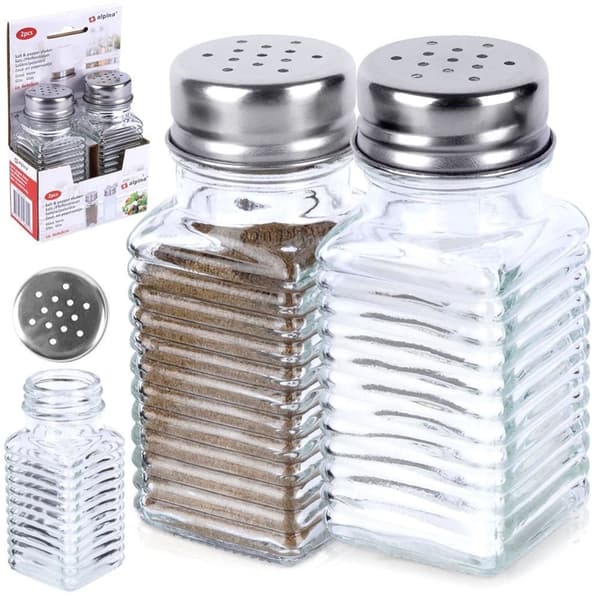 Elegant serveringsset för salt & peppar i glas & metall