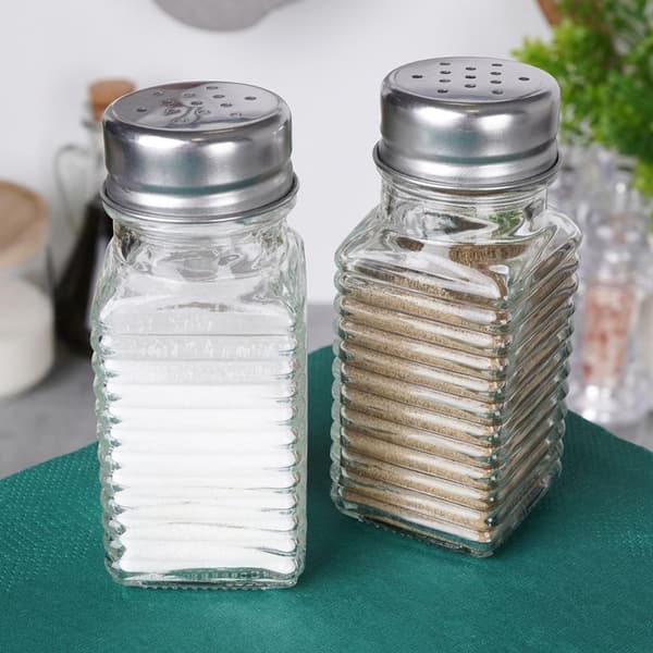 Elegant serveringsset för salt & peppar i glas & metall