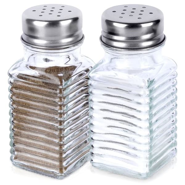 Elegant serveringsset för salt & peppar i glas & metall