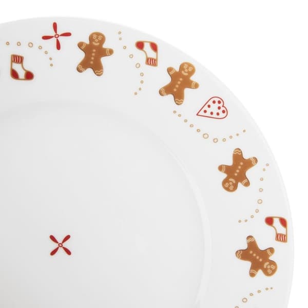 Hvid porcelænstallerken med charmerende honningkagemotiv