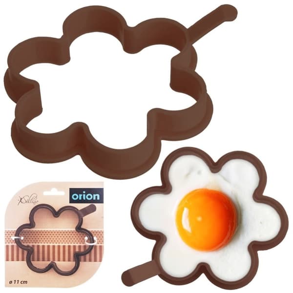 Brun silikonform for stekte egg og pannekaker i blomsterform