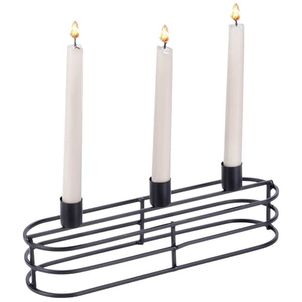 Elegant svart metall ljusstake för tre ljus
