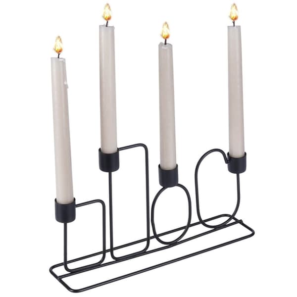 Fire lange stearinlys: Sort metalllysestake for Loft Home