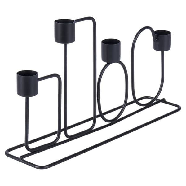 Fire lange stearinlys: Sort metalllysestake for Loft Home