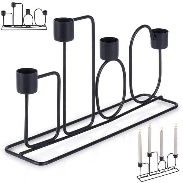 Fire lange stearinlys: Sort metalllysestake for Loft Home
