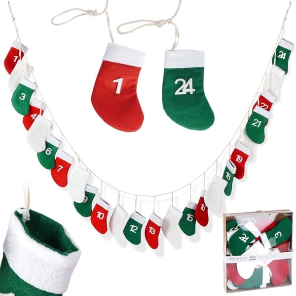 Adventskalender: 24 Strumpor på Jutesnöre för Överraskningar