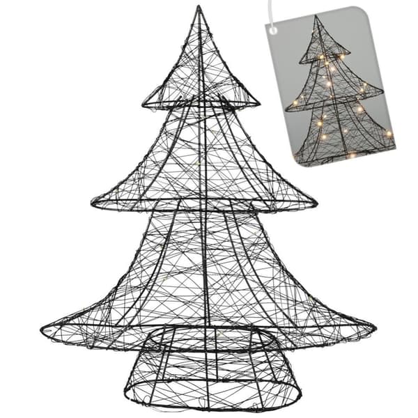 Sort juletre 40 cm med 30 LED-lys til julefeiringen