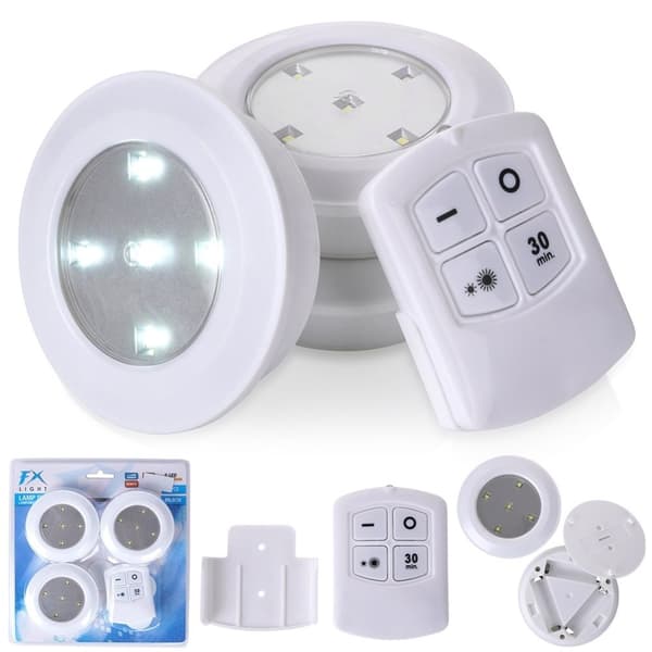Trådløse LED-lys med fjernkontroll og timer, 3-pakning