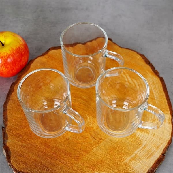 Set med tre glas med handtag - Tjockt glas, mikrovågssäkra
