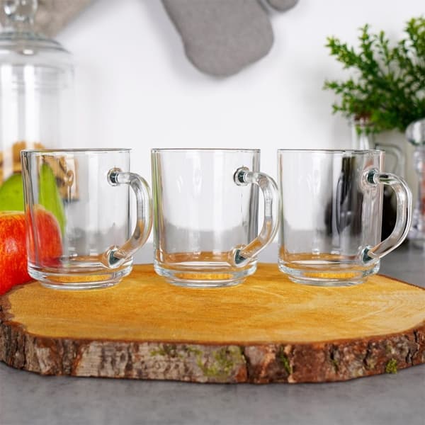Set med tre glas med handtag - Tjockt glas, mikrovågssäkra