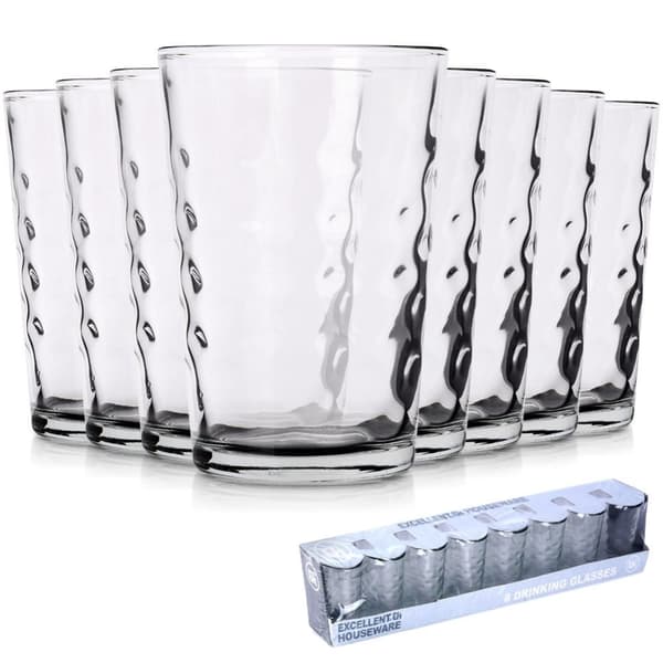 8 lasin setti 200 ml: Paksu lasi, Vaikuttava koristelu