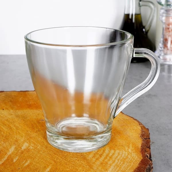 Sæt med 4 glas med håndtag, tykt glas, tåler opvaskemaskine og mikroovn