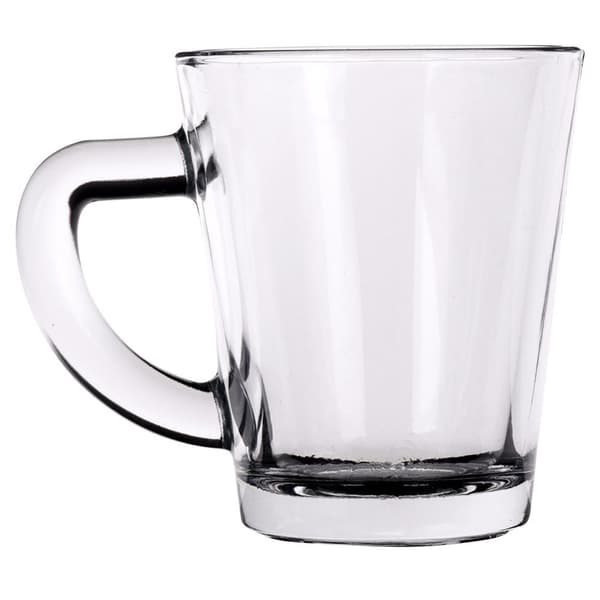 Sett med 6 små glass med håndtak for espresso, tykt glass