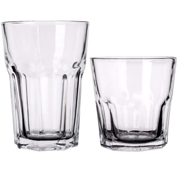 Set med 12 glas: 6 st 230 ml och 6 st 330 ml, tjockt glas