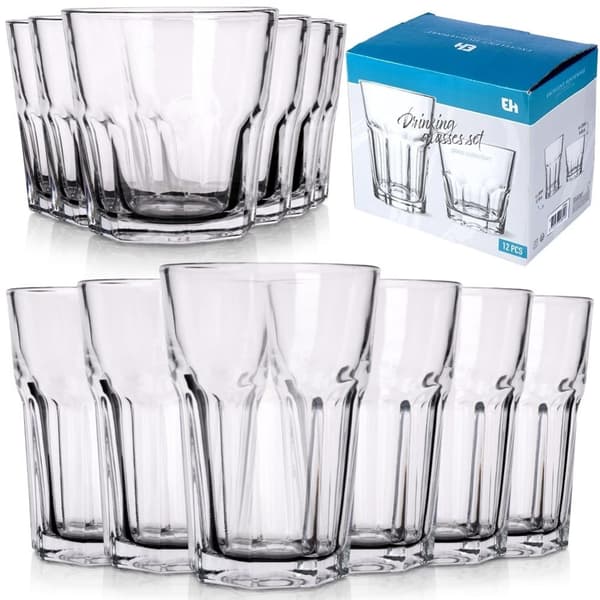 Set med 12 glas: 6 st 230 ml och 6 st 330 ml, tjockt glas