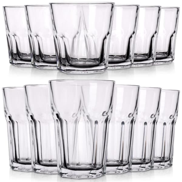 Set med 12 glas: 6 st 230 ml och 6 st 330 ml, tjockt glas