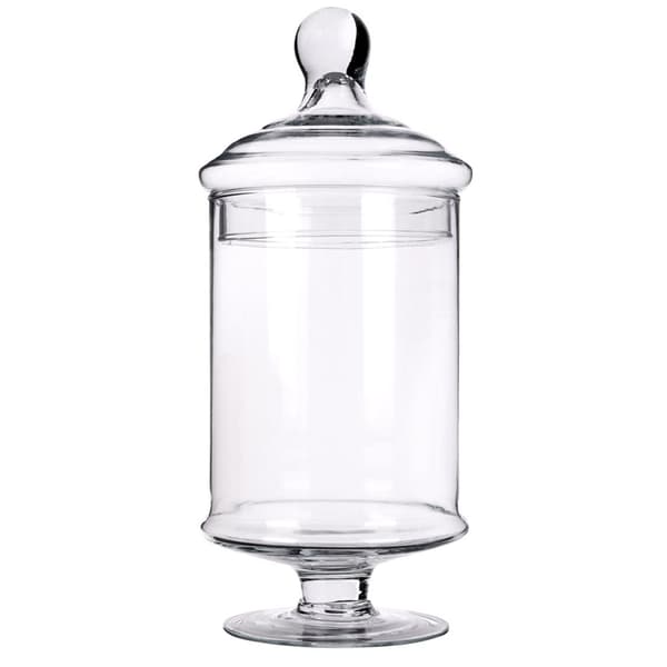 Hög Glasbehållare med Lock och Fot för Förvaring