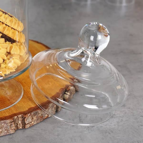 Hög Glasbehållare med Lock och Fot för Förvaring