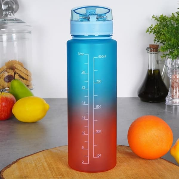 Stilig 1L Vattenflaska med Ombre-Design och Inspirerande Texter