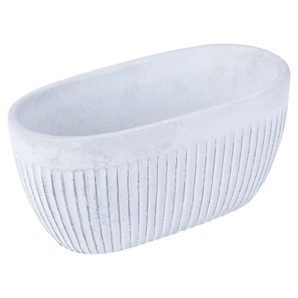 Vintage blomsterpotte i hvid keramik med skridsikre filtpuder