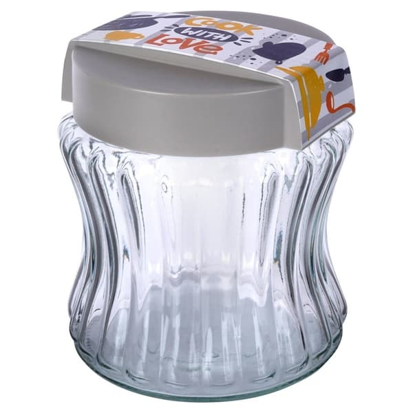 Förvaringsbehållare för torra livsmedel i glas och plast