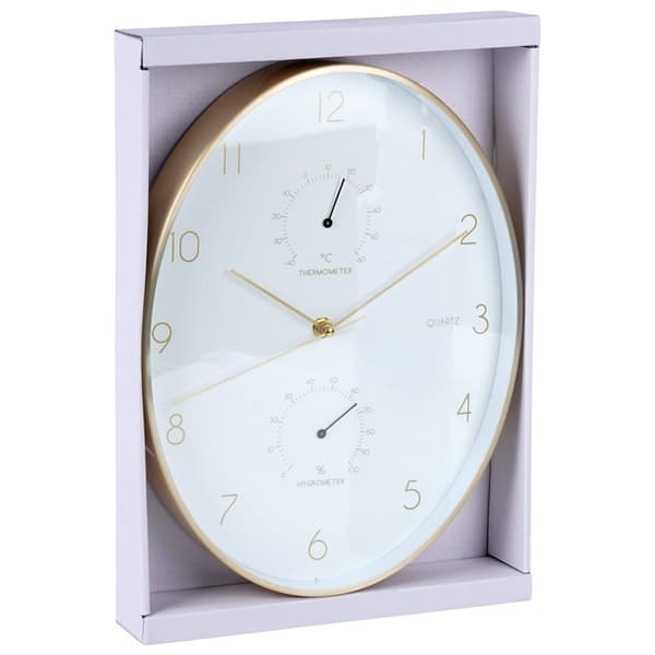 Oval väggklocka 27x34,5 cm med termometer och hygrometer