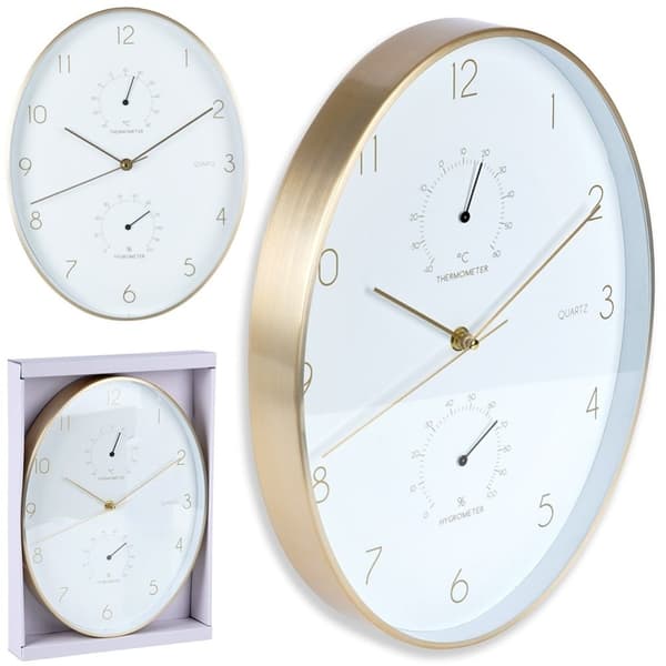 Oval väggklocka 27x34,5 cm med termometer och hygrometer