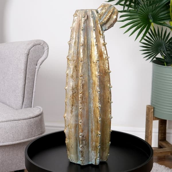 Kaktusformet blomstervase i sement med gullfinish