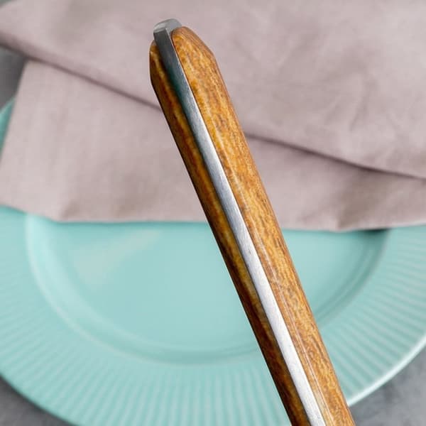 Elegant middagsskje i rustfritt stål, imitert tre, Tåler oppvaskmaskin