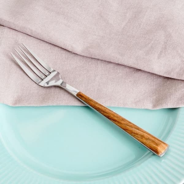 Elegant middagsskje i rustfritt stål, imitert tre, Tåler oppvaskmaskin