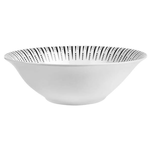 Stor skål 1,4L i hvitt porselen med sort design