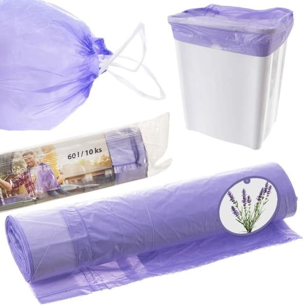 Lavendeldoftande 60L soppåsar med dragsnöre, 10-pack
