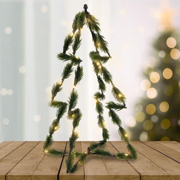 3D juletræ 40 cm med 30 LED lys, grøn farve