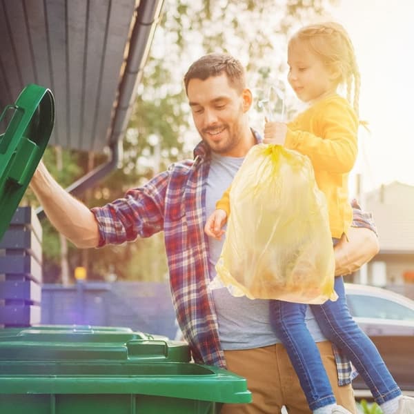 10-pack gula soppåsar 40L HDPE med citrondoft och dragsnöre