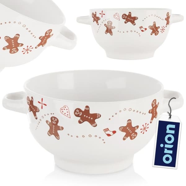 Mysig keramisk skål med handtag och pepparkaksmotiv