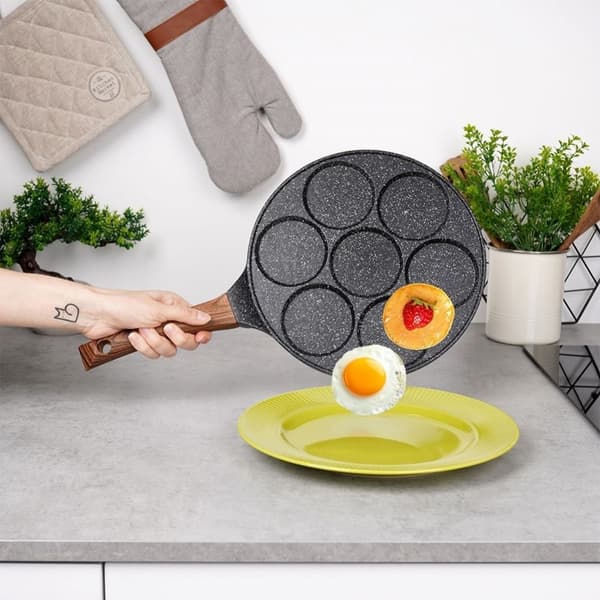 Granitt stekepanne 26 cm med 7 hull til alle komfyrer
