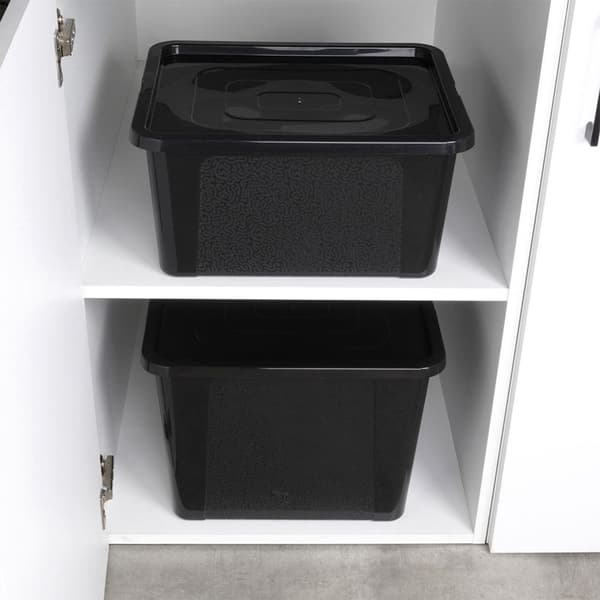 Opbevaringsboks med låg - Holdbar og organiserende i sort