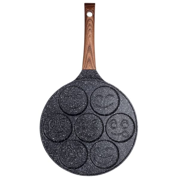Graniittipaistinpannu 26 cm, 7 kasvojen muotoista reikää